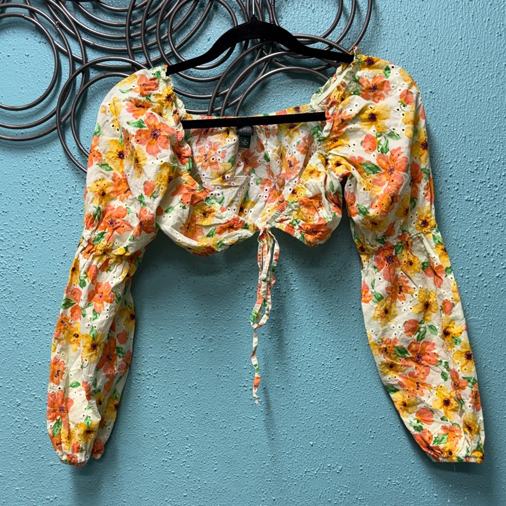 Wild Fable Floral Long Sleeve Crop Top